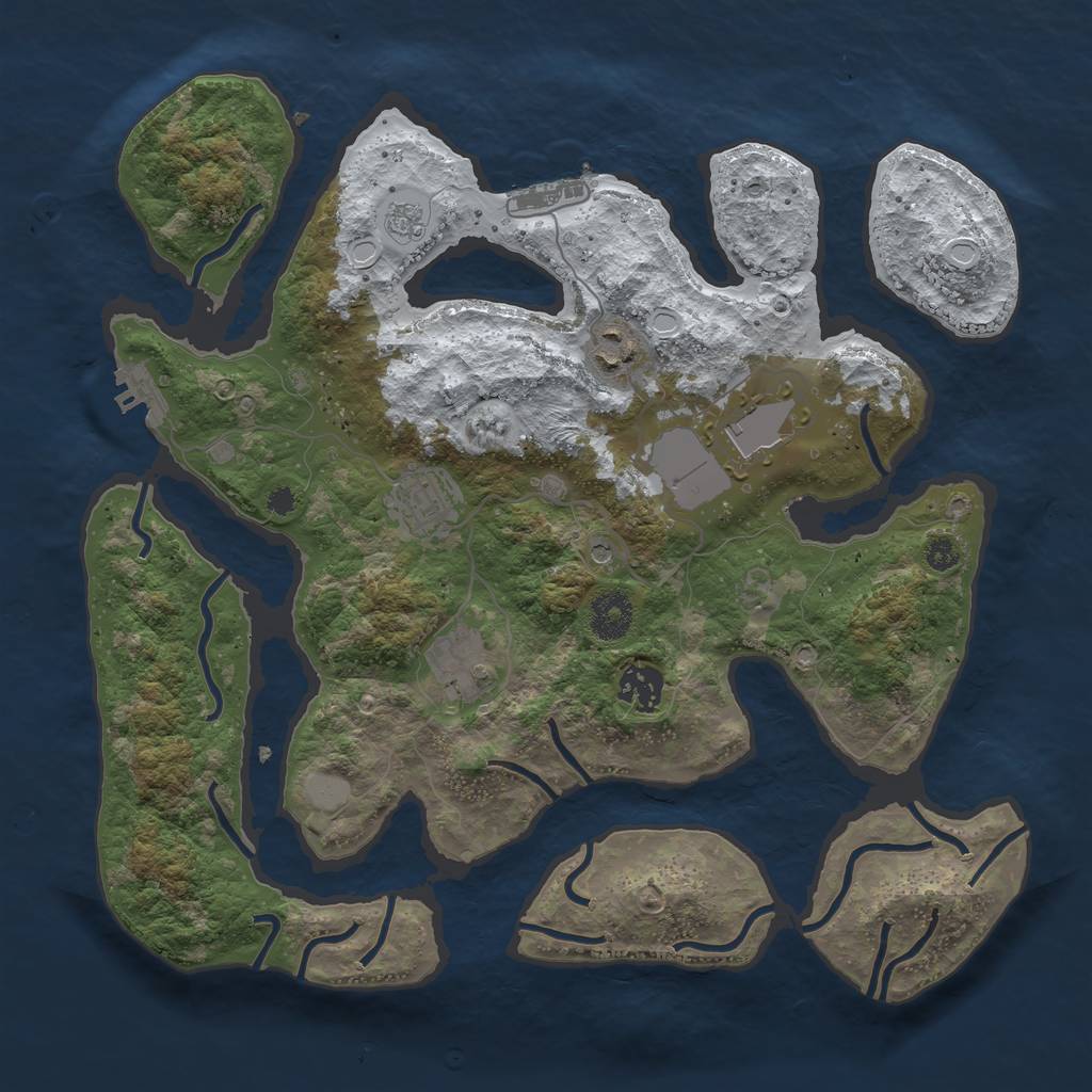 Rust Map: Procedural Map, Size: 3500, Seed: 1162829, 14 Monuments