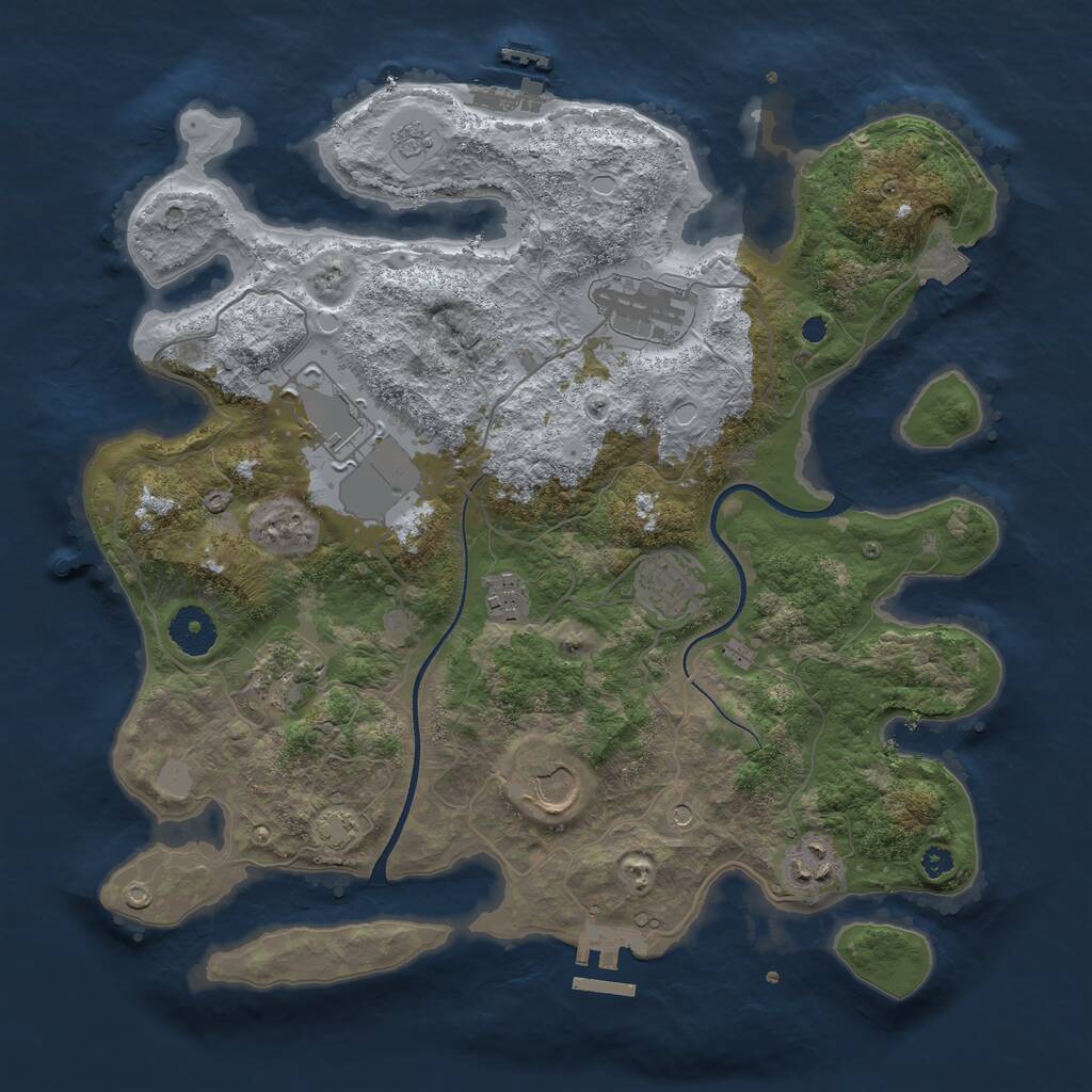 Rust Map: Procedural Map, Size: 3500, Seed: 1785785, 13 Monuments
