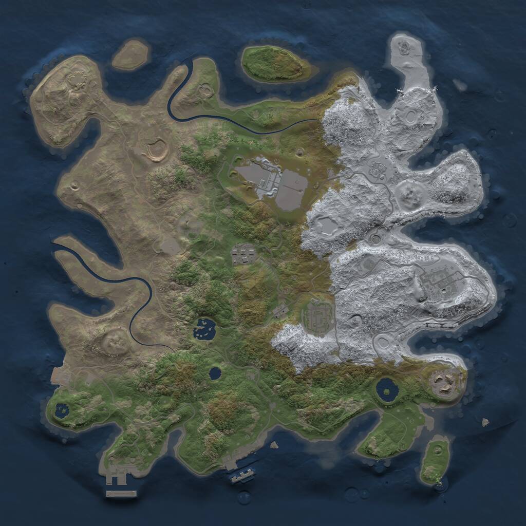 Rust Map: Procedural Map, Size: 3500, Seed: 2917617, 13 Monuments