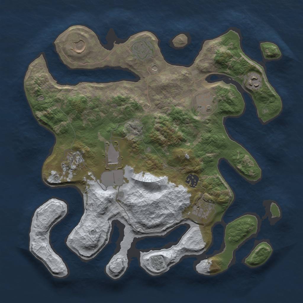 Rust Map: Barren, Size: 3500, Seed: 3459691, 12 Monuments