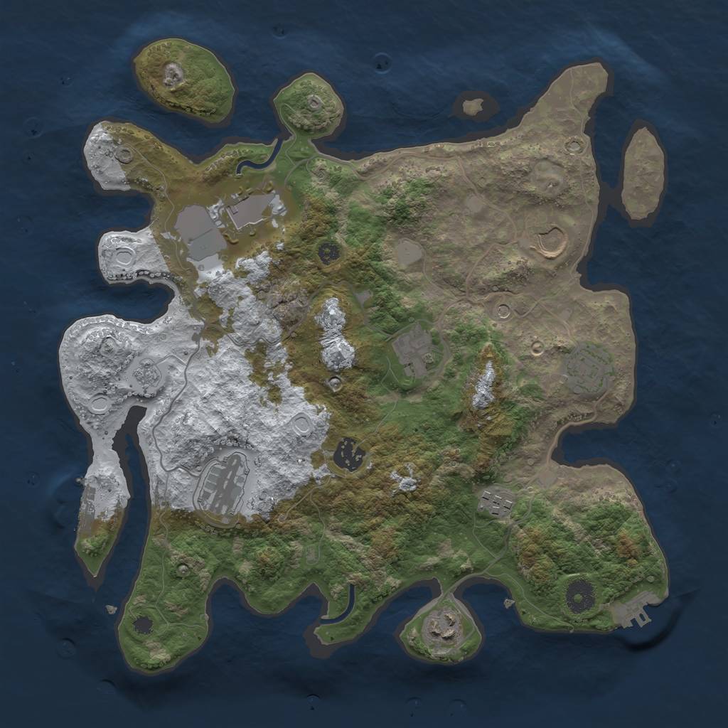 Rust Map: Procedural Map, Size: 3500, Seed: 3786619, 17 Monuments