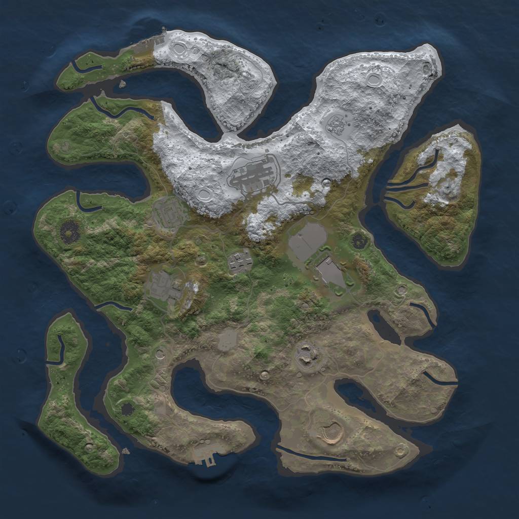 Rust Map: Procedural Map, Size: 3500, Seed: 728179, 16 Monuments