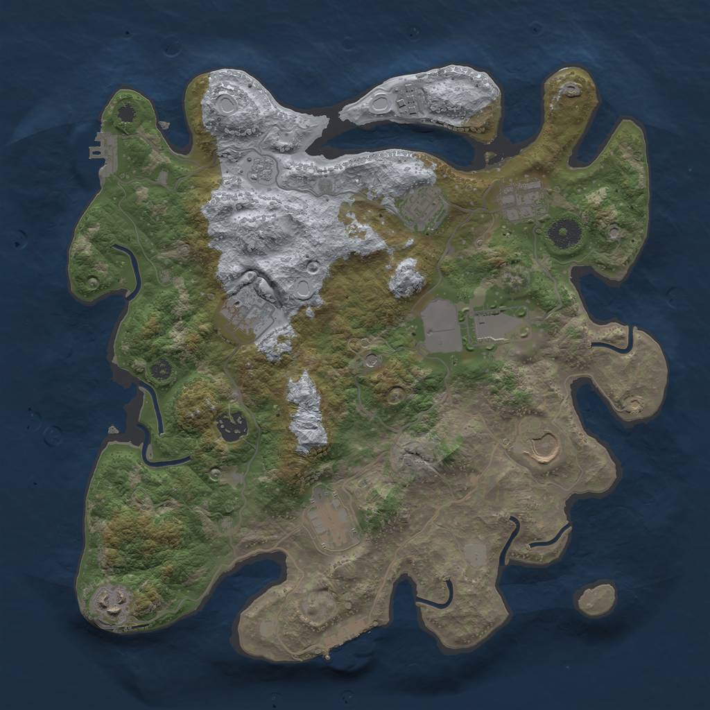 Rust Map: Procedural Map, Size: 3500, Seed: 3584061, 16 Monuments