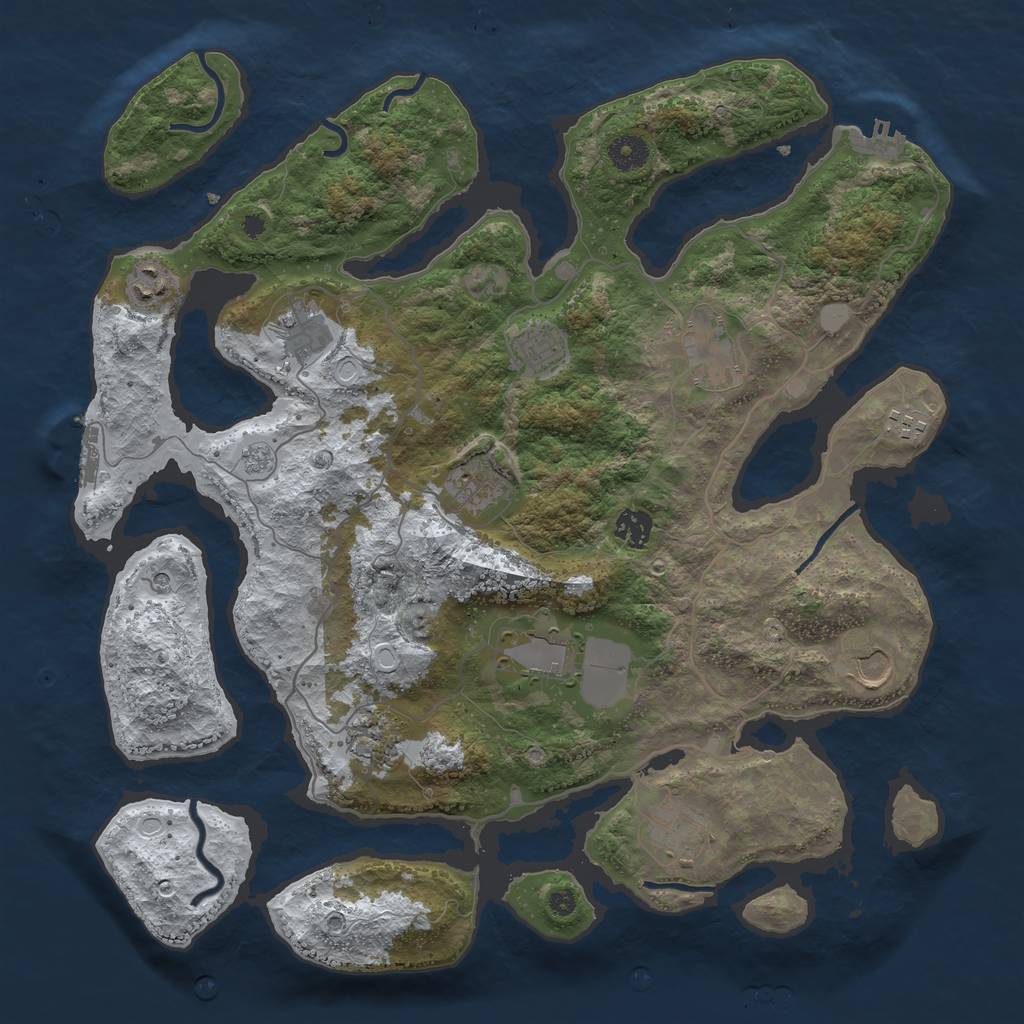 Rust Map: Procedural Map, Size: 4000, Seed: 1205684104, 20 Monuments