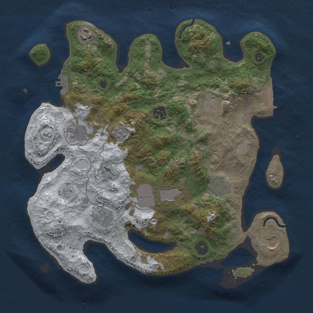 Rust Map: Procedural Map, Size: 3500, Seed: 4852916, 18 Monuments