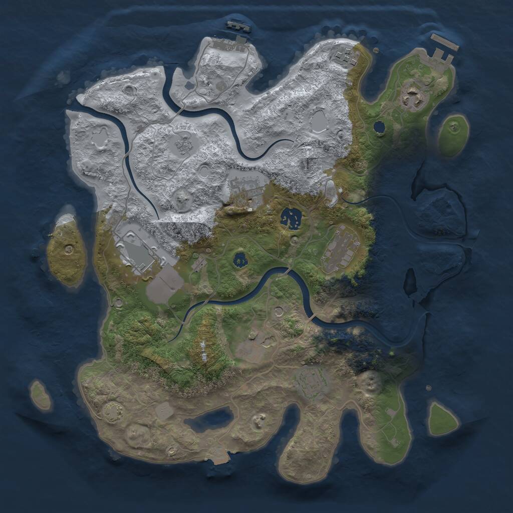 Rust Map: Procedural Map, Size: 3500, Seed: 2461562, 14 Monuments