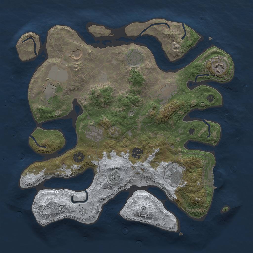 Rust Map: Procedural Map, Size: 3500, Seed: 3577442, 17 Monuments