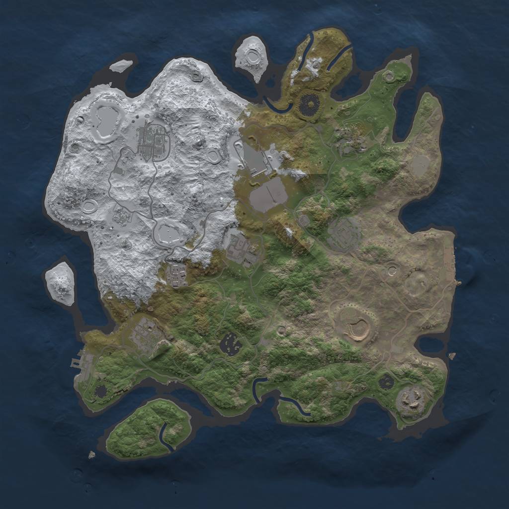 Rust Map: Procedural Map, Size: 3500, Seed: 2713322, 19 Monuments