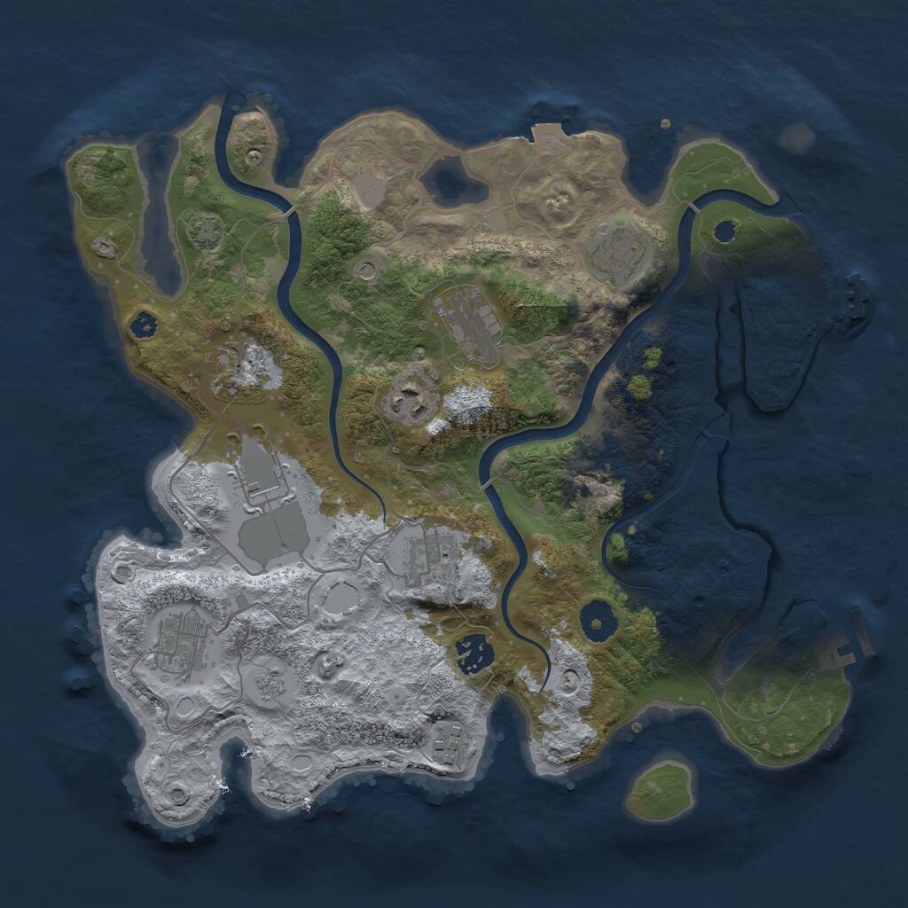 Rust Map: Procedural Map, Size: 3500, Seed: 217145, 15 Monuments