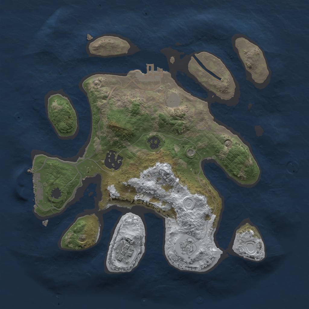 Rust Map: Procedural Map, Size: 2500, Seed: 2278771, 10 Monuments