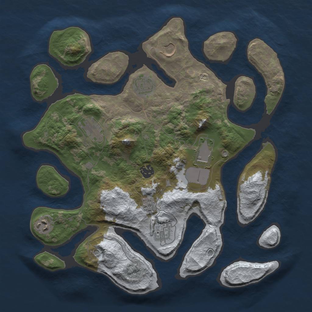 Rust Map: Barren, Size: 3500, Seed: 3106886, 11 Monuments