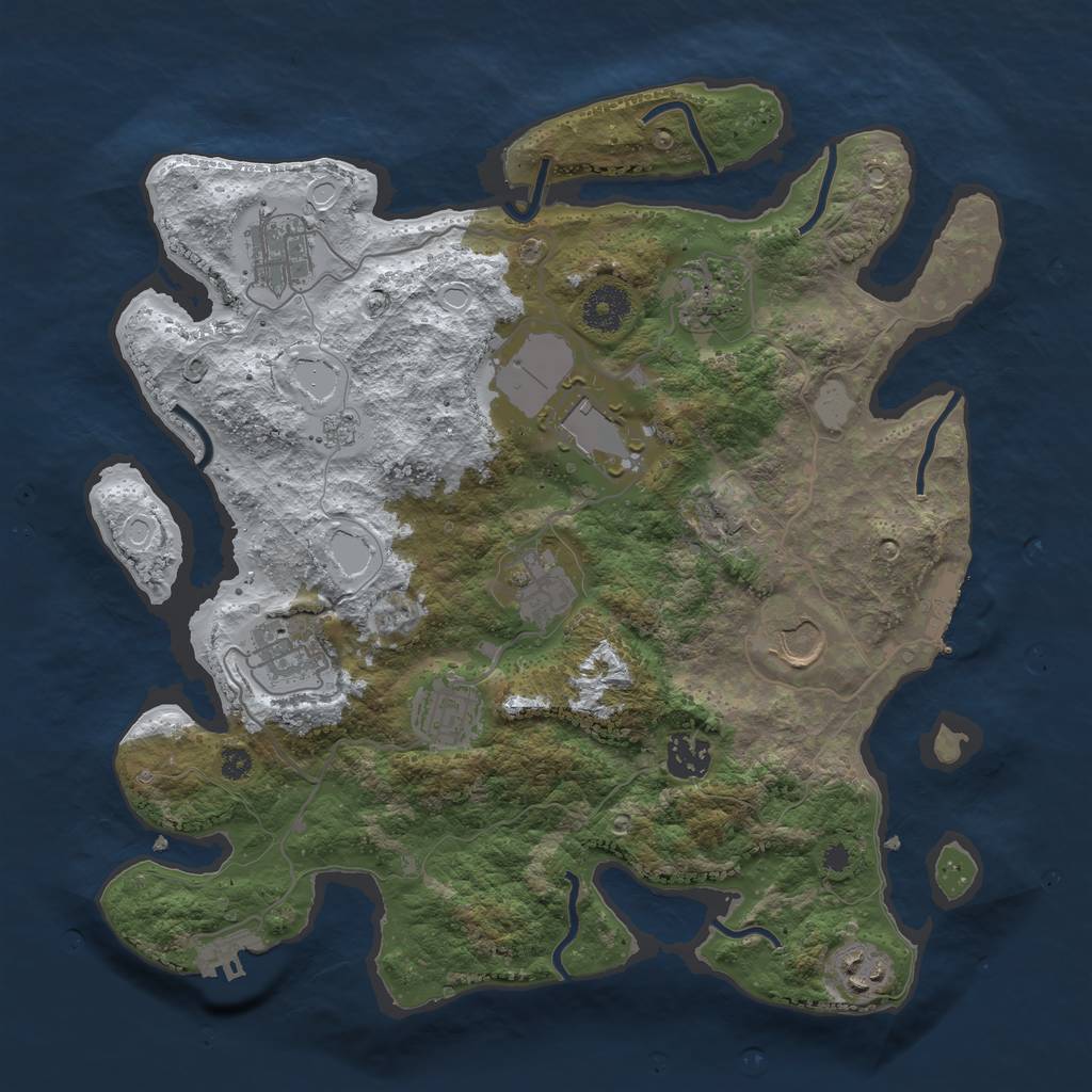 Rust Map: Procedural Map, Size: 3500, Seed: 268354, 17 Monuments