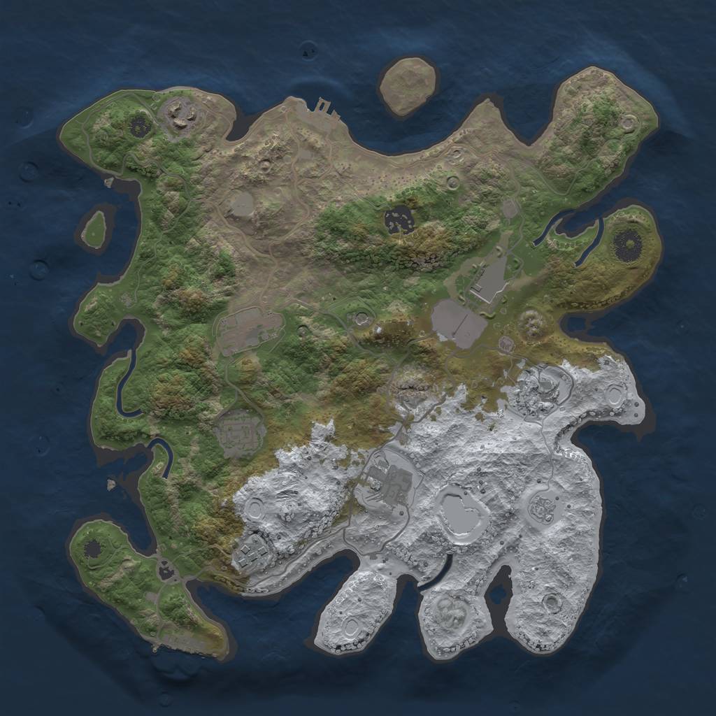 Rust Map: Procedural Map, Size: 3500, Seed: 3438174, 17 Monuments