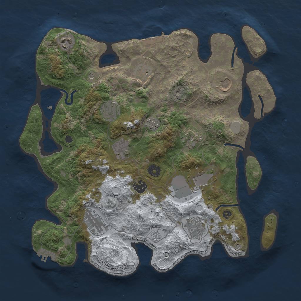 Rust Map: Procedural Map, Size: 3500, Seed: 3847641, 20 Monuments