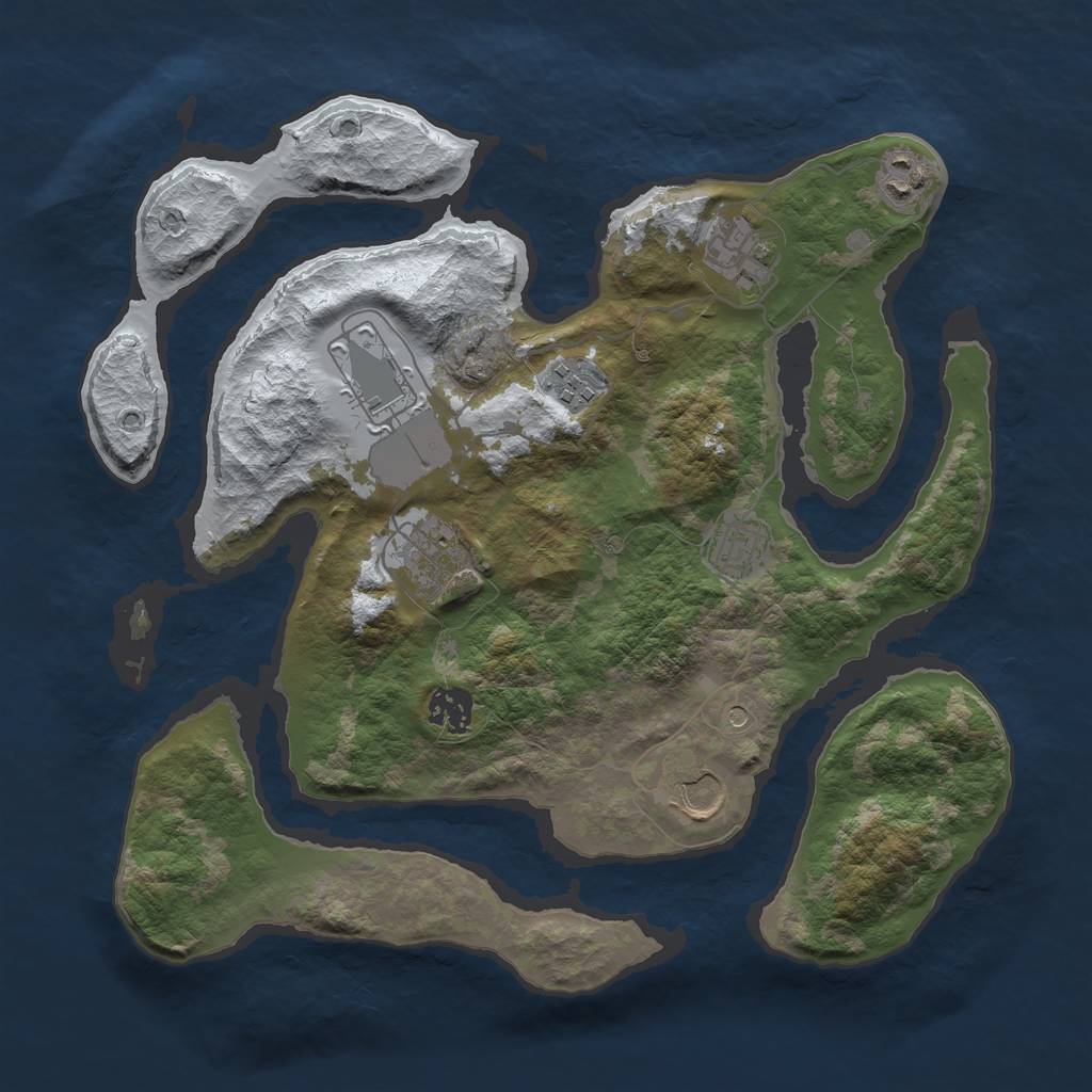 Rust Map: Barren, Size: 3500, Seed: 436514, 11 Monuments
