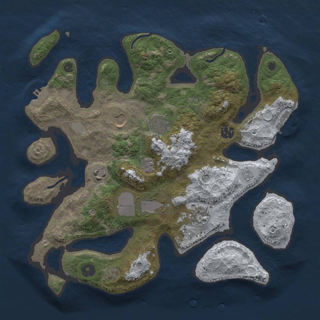 Rust Map: Procedural Map, Size: 3500, Seed: 2914948, 16 Monuments