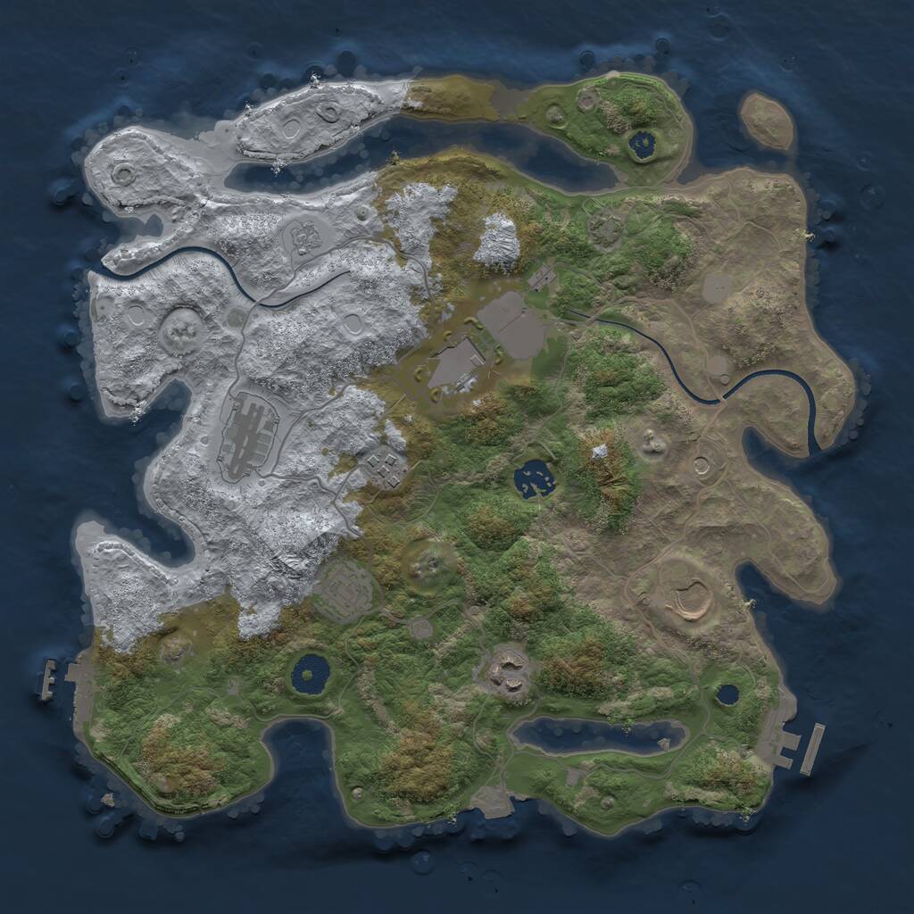 Rust Map: Procedural Map, Size: 3500, Seed: 2784009, 13 Monuments