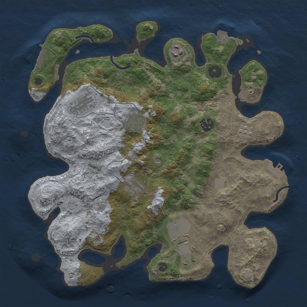 Rust Map: Procedural Map, Size: 3500, Seed: 2639285, 15 Monuments