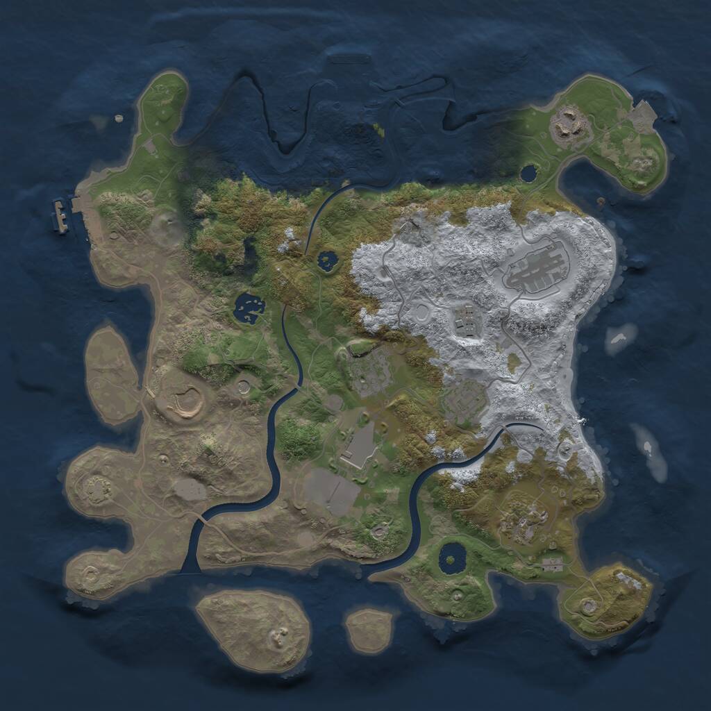 Rust Map: Procedural Map, Size: 3500, Seed: 1641823, 14 Monuments