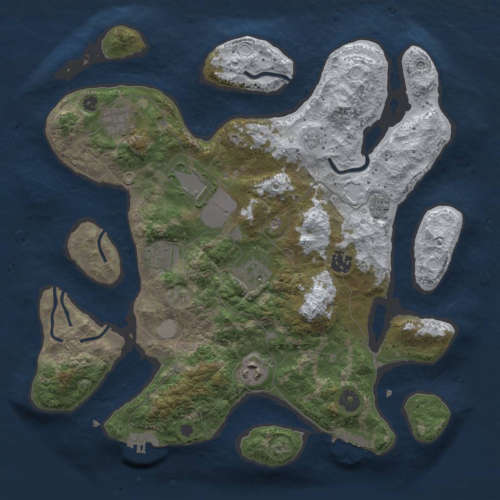 Rust Map: Procedural Map, Size: 3500, Seed: 3410323, 16 Monuments