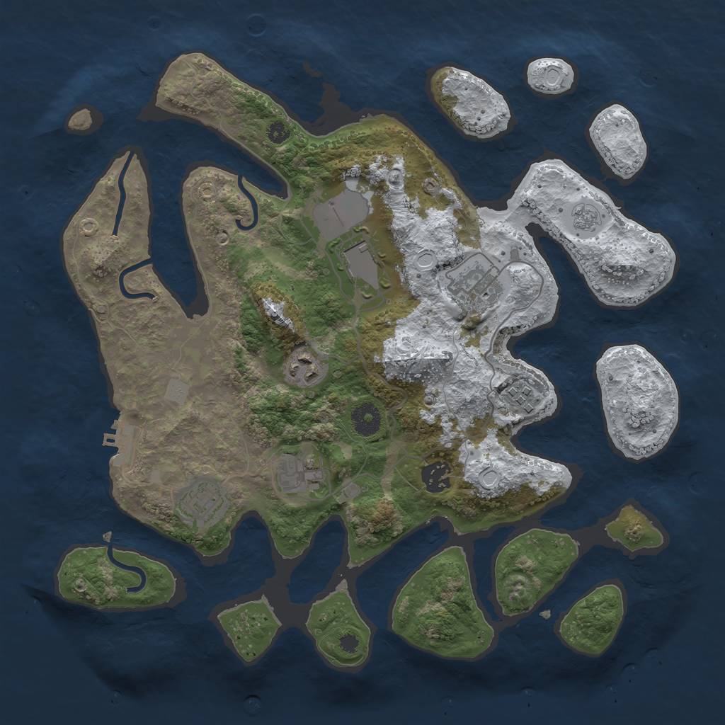 Rust Map: Procedural Map, Size: 3500, Seed: 3560560, 14 Monuments