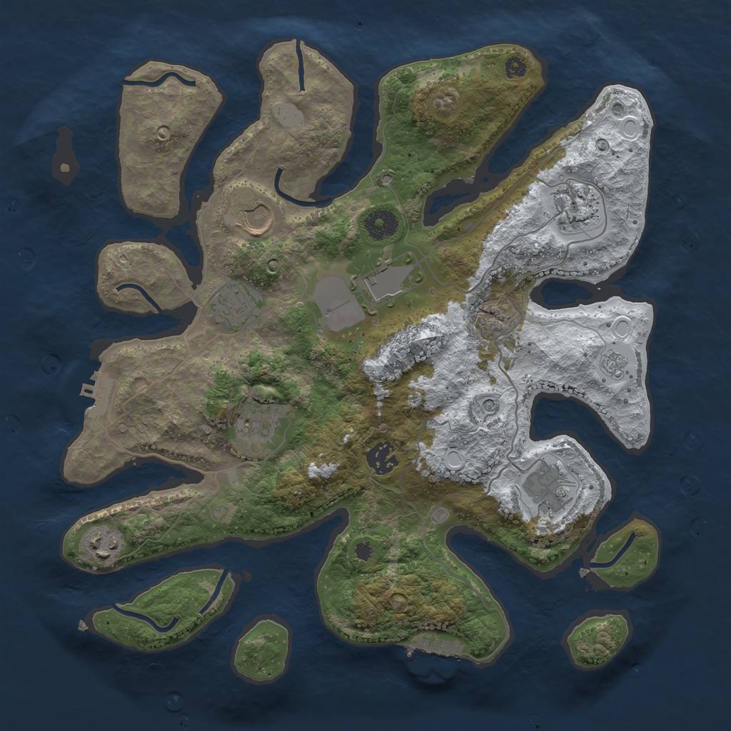 Rust Map: Procedural Map, Size: 3500, Seed: 3682926, 17 Monuments