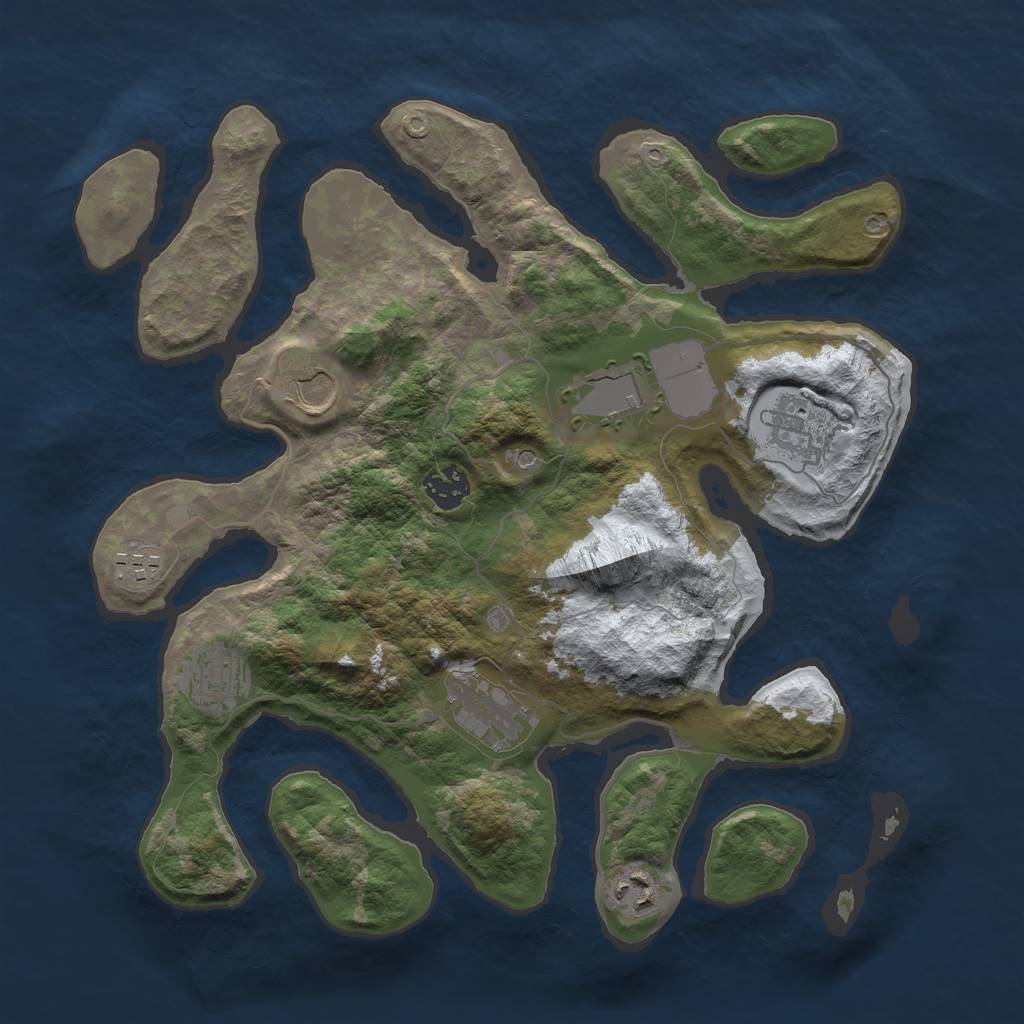 Rust Map: Barren, Size: 3500, Seed: 5000057, 11 Monuments
