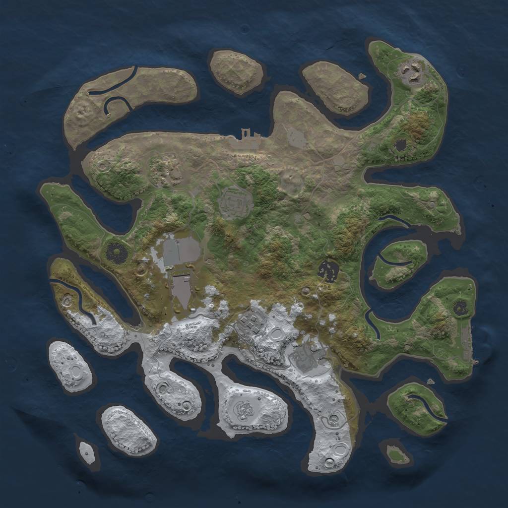 Rust Map: Procedural Map, Size: 3500, Seed: 2391911, 16 Monuments