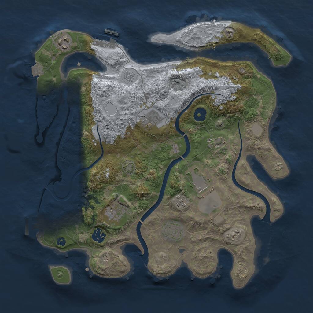 Rust Map: Procedural Map, Size: 3500, Seed: 1129628, 14 Monuments