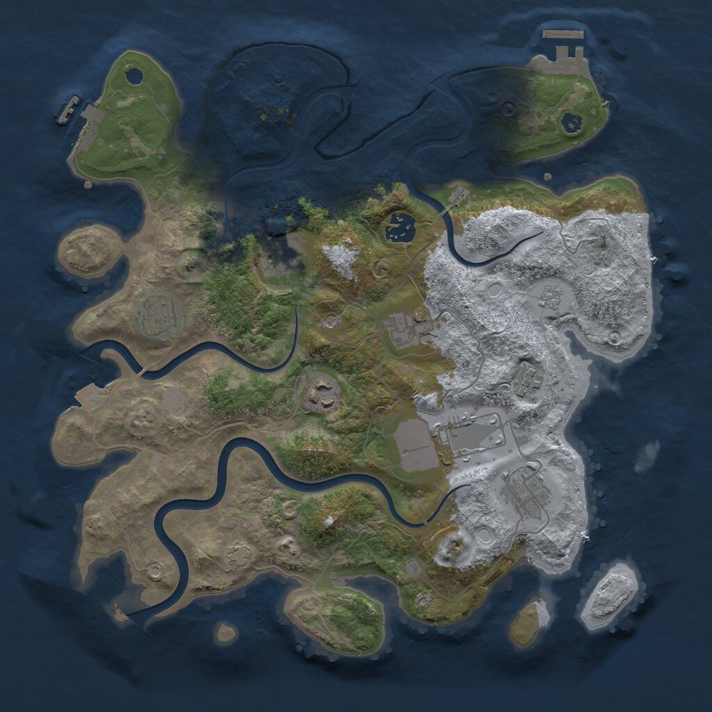 Rust Map: Procedural Map, Size: 3500, Seed: 3604515, 14 Monuments