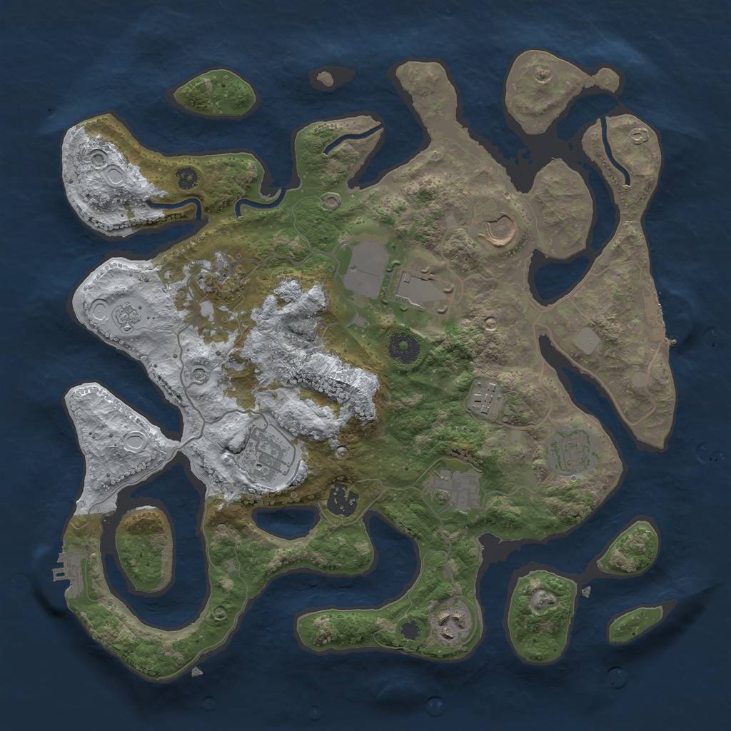Rust Map: Procedural Map, Size: 3500, Seed: 2757163, 18 Monuments