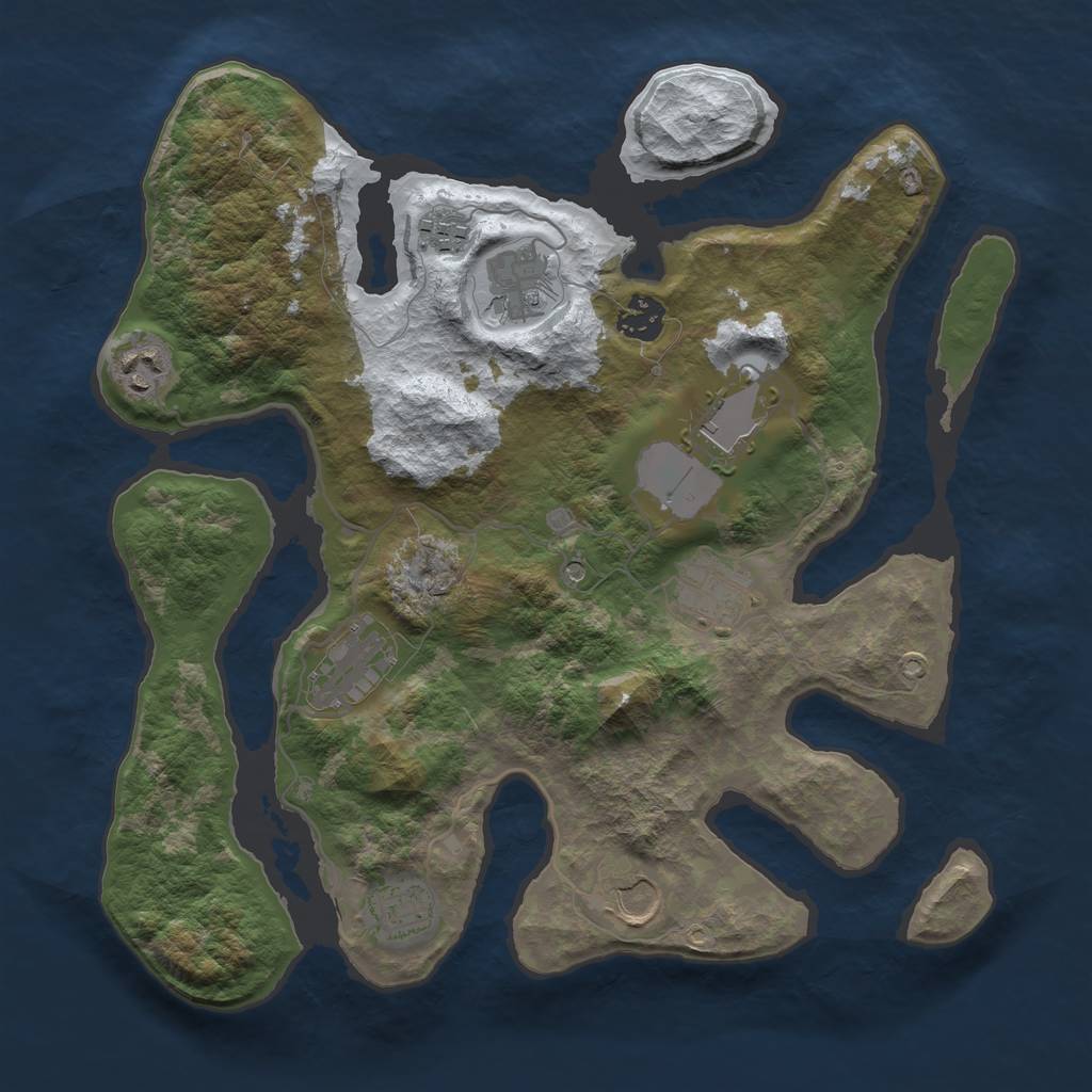 Rust Map: Barren, Size: 3500, Seed: 952420, 12 Monuments