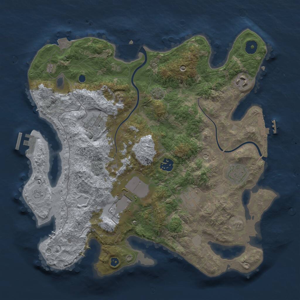 Rust Map: Procedural Map, Size: 3500, Seed: 1073333, 13 Monuments
