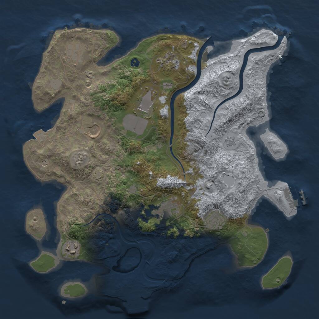 Rust Map: Procedural Map, Size: 3500, Seed: 4390462, 14 Monuments