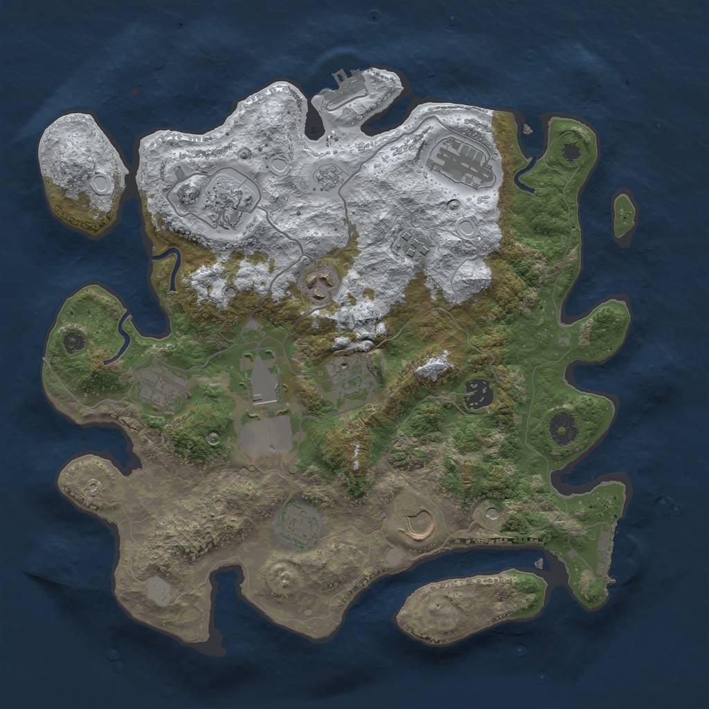 Rust Map: Procedural Map, Size: 3500, Seed: 5707328, 19 Monuments
