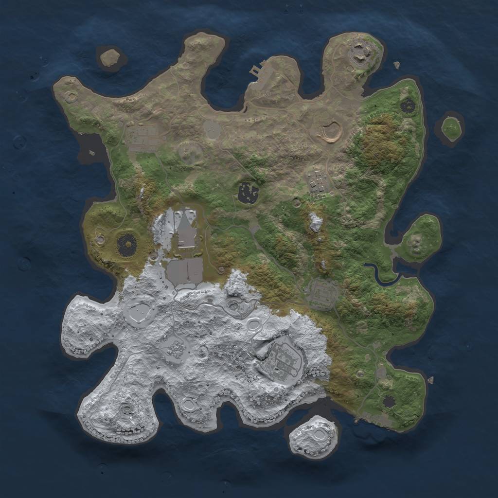 Rust Map: Procedural Map, Size: 3500, Seed: 957230114, 17 Monuments