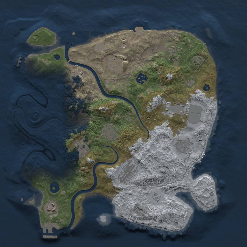 Rust Map: Procedural Map, Size: 3500, Seed: 906981, 16 Monuments