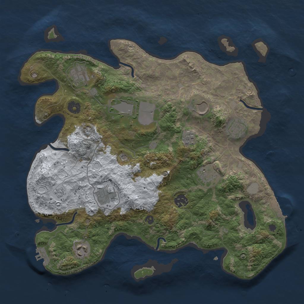 Rust Map: Procedural Map, Size: 3500, Seed: 1933523, 18 Monuments