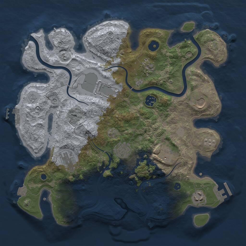 Rust Map: Procedural Map, Size: 3500, Seed: 4722154, 15 Monuments