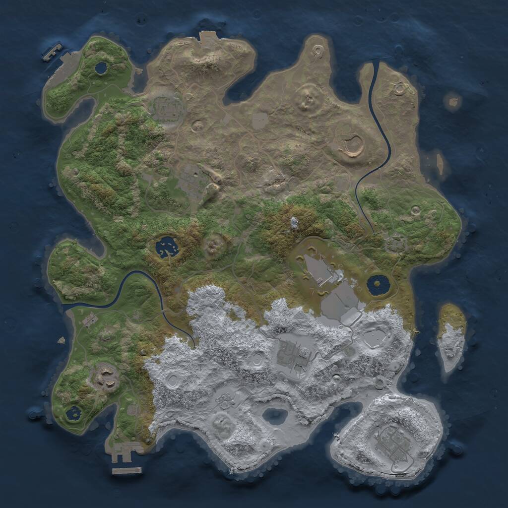 Rust Map: Procedural Map, Size: 3500, Seed: 170240, 13 Monuments