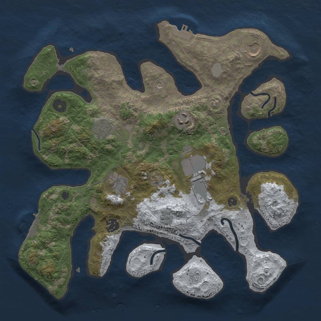 Rust Map: Procedural Map, Size: 3500, Seed: 1622371, 16 Monuments
