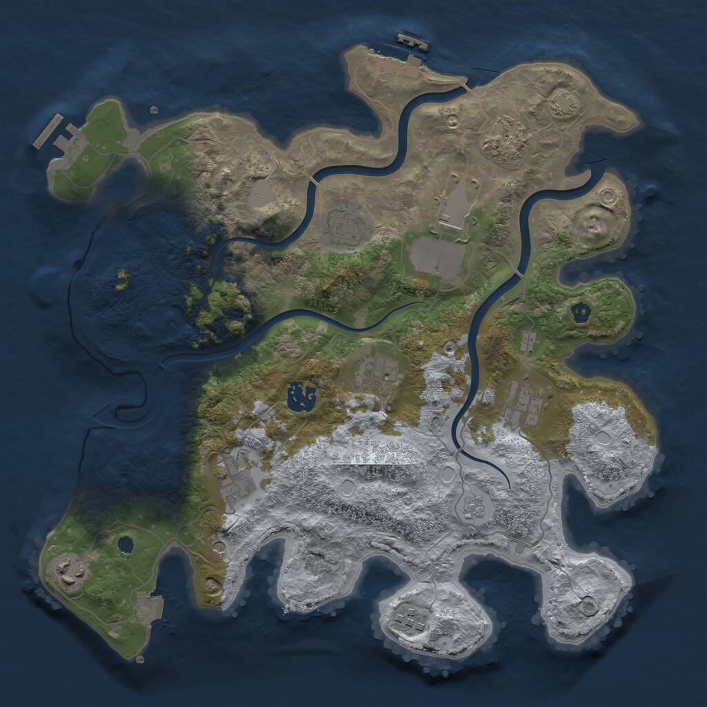 Rust Map: Procedural Map, Size: 3500, Seed: 1622371, 15 Monuments