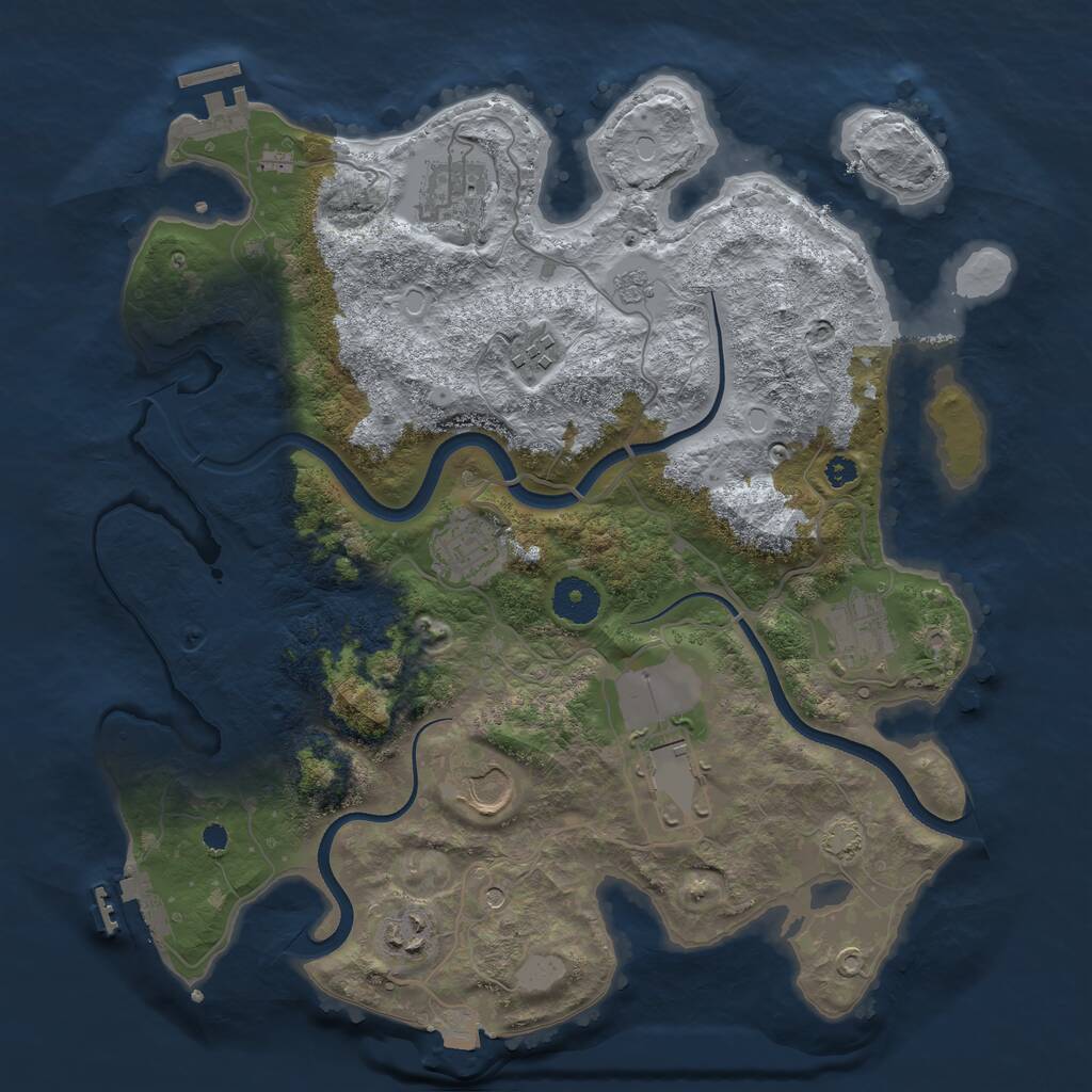 Rust Map: Procedural Map, Size: 3500, Seed: 2424176, 13 Monuments