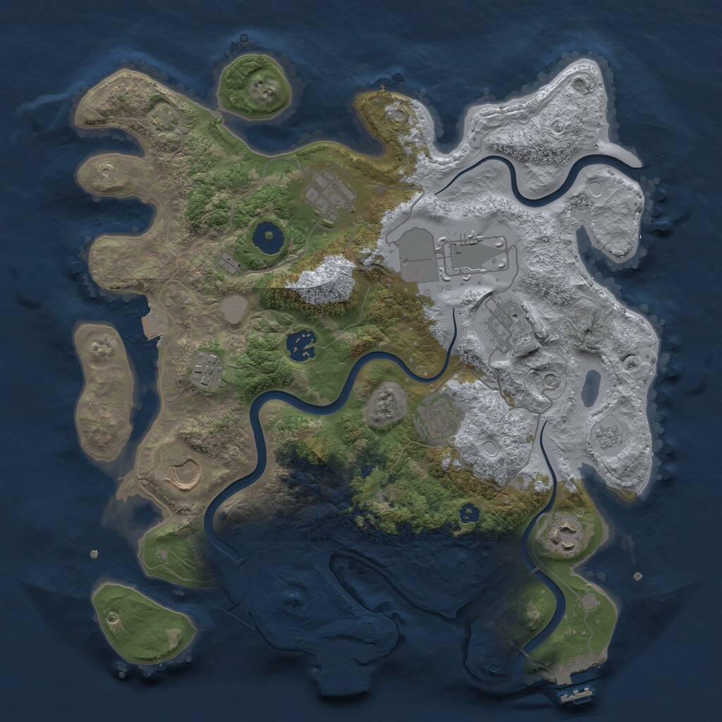 Rust Map: Procedural Map, Size: 3500, Seed: 5668694, 14 Monuments