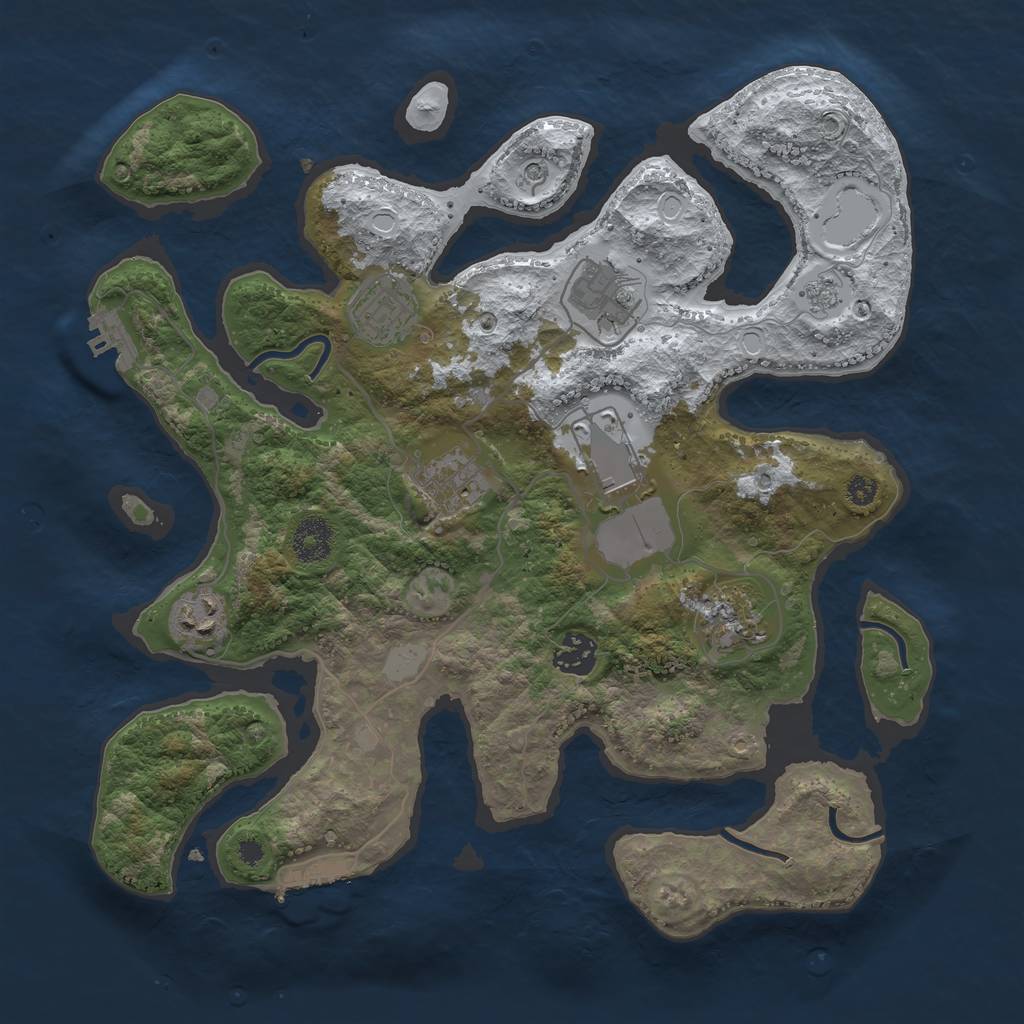 Rust Map: Procedural Map, Size: 3500, Seed: 1938699, 16 Monuments