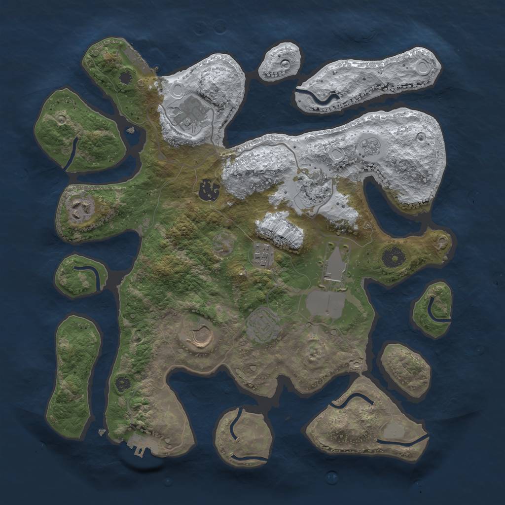 Rust Map: Procedural Map, Size: 3500, Seed: 433341, 16 Monuments