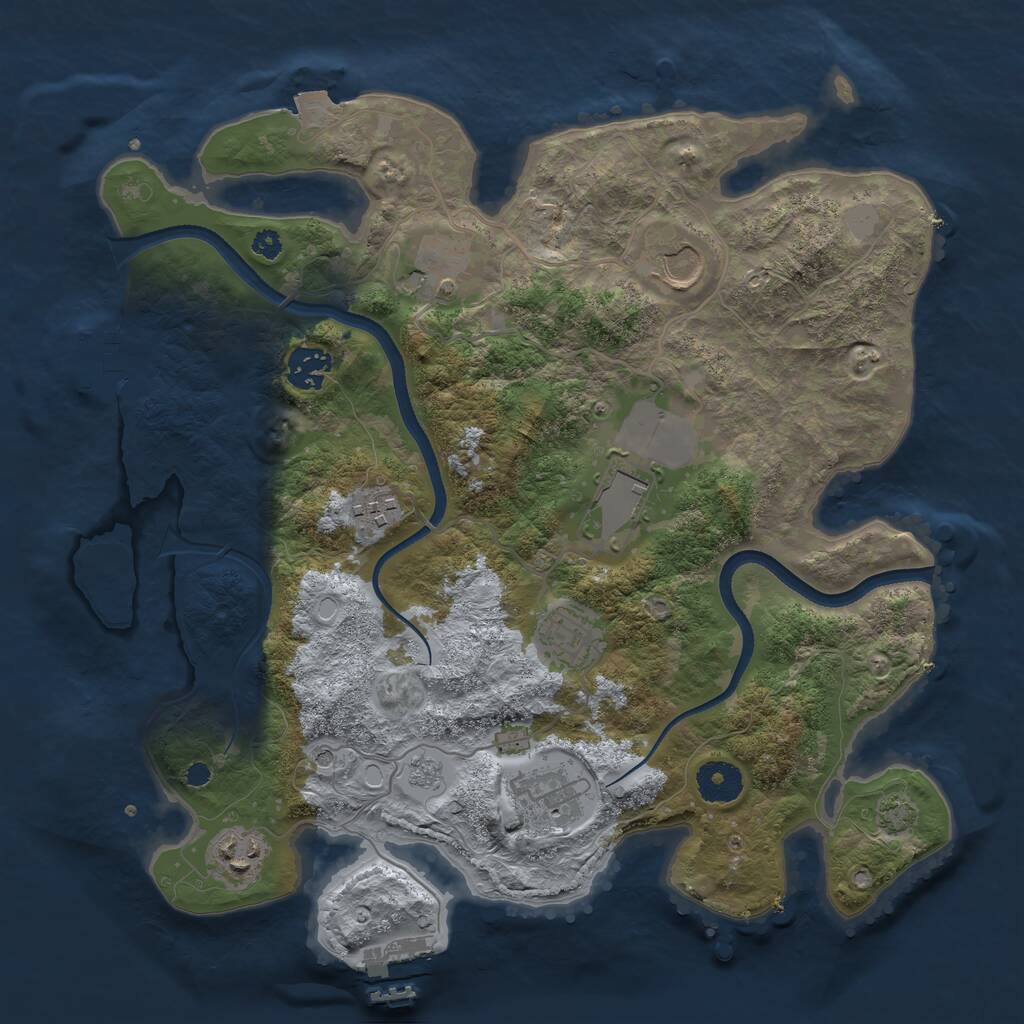 Rust Map: Procedural Map, Size: 3500, Seed: 4662282, 14 Monuments
