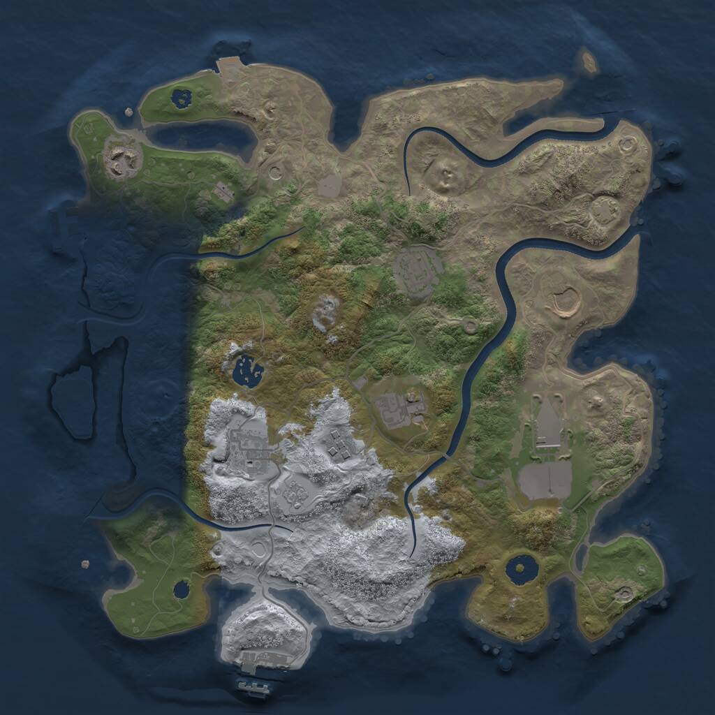 Rust Map: Procedural Map, Size: 3500, Seed: 4662282, 14 Monuments