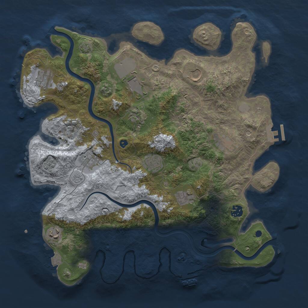 Rust Map: Procedural Map, Size: 3800, Seed: 76, 17 Monuments