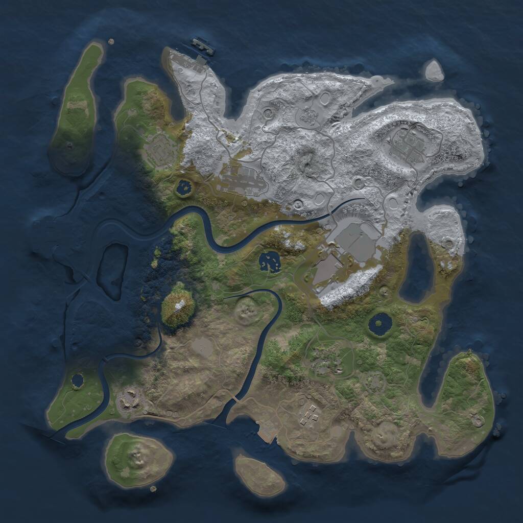 Rust Map: Procedural Map, Size: 3500, Seed: 4221167, 14 Monuments